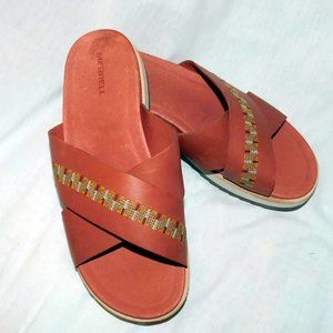 Merrell Juno Leather Slides Pink/Red 8 Nearly New